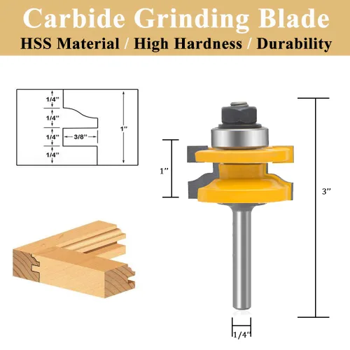 Miniatura 2 de TAIWAIN Router Bit Set 1/4 Inch Shank 3PCS Tongue Groove Edging Router Bits Sets Raised Panel Wood Milling Cutter Tool Door Drawer Cabinet