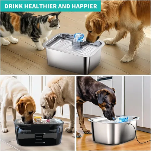 Miniatura 7 de SwSun Bomba de fuente de agua para perros de 2.6/2 galones, fuente de agua grande de acero inoxidable para perros grandes, bomba de agua de repuesto
