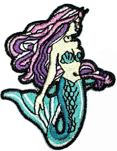 Miniatura 6 de MEGADEE - Chaqueta con capucha bordada para niños, diseño de sirena, diseño de verano, 1.75 x 2.25 pulgadas, ideal para regalo