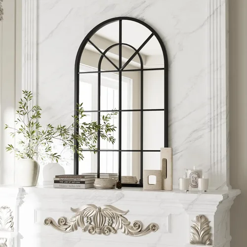 Miniatura 17 de Dewfig - Espejo de ventana arqueado de longitud completa de 65"x 22", espejo de pared, espejos de pie, espejos largos de cuerpo completo
