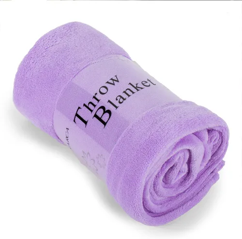 Miniatura 3 de JML - Manta de tela de polar de 50 x 60 pulgadas, lujosa, suave y ligera, para la cama y el sofá Color liso violeta