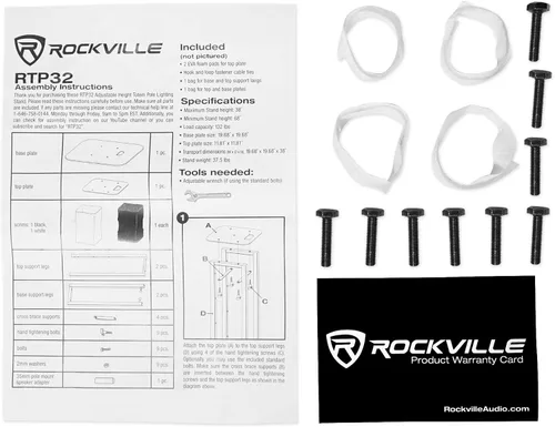 Miniatura 9 de (2) Rockville RTP32W Totem - Soporte de luz de cabeza móvil + Scrims negro+blanco+bolsas de transporte para focos Chauvet Rogue R1X