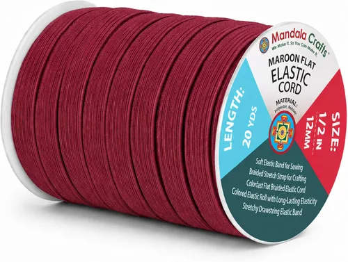 Miniatura 111 de Mandala Crafts - Rollo de cordón elástico plano para costura y manualidades Blanco
