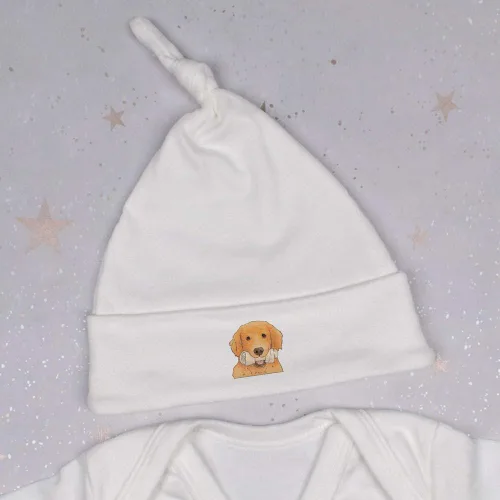 Miniatura 5 de Golden Retriever with Bone' Baby Beanie Hat (BH00021571) White