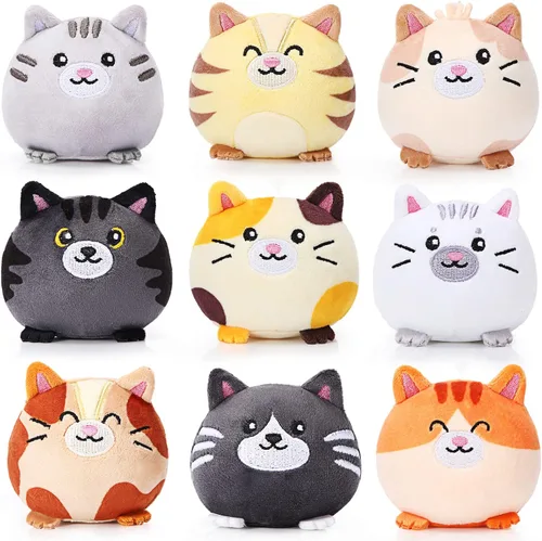 Libima 9 piezas mini llaveros de animales de peluche de 3.15 pulgadas, pequeños adornos lindos de felpa, juguetes a granel para baby shower,