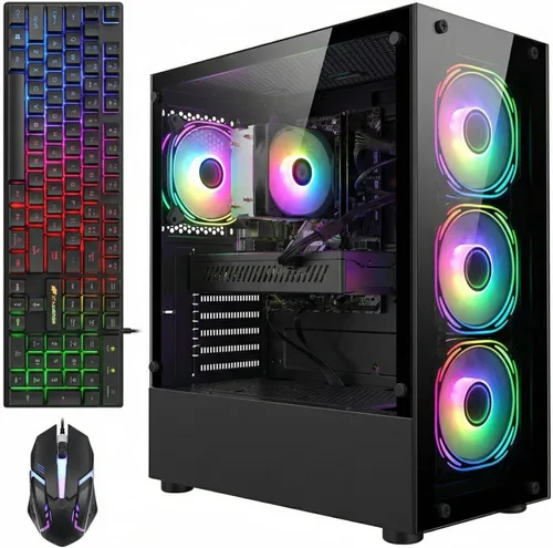 STGAubron Computadora de escritorio para videojuegos, AMD Ryzen 5 5500 hasta 4.2GHz, GeForce RTX 3050 6G, 32G DDR4, 1T SSD, WiFi 6 5G y BT 5.2,