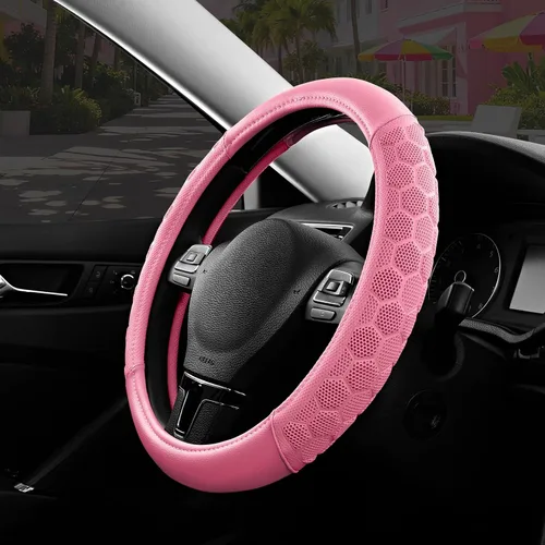 Miniatura 14 de PIC AUTO Funda de volante de masaje, protector de volante de automóvil de cuero con material de patrón de fútbol menta, accesorios