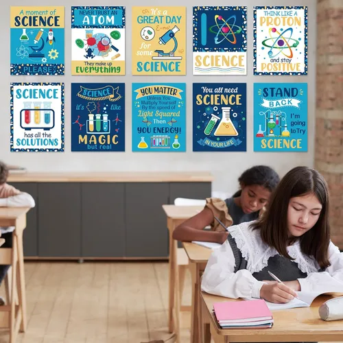 Miniatura 7 de Zonon Juego de 10 carteles de decoración de aula de ciencias y póster para profesores, científicos, tablón de anuncios, pósteres de laboratorio