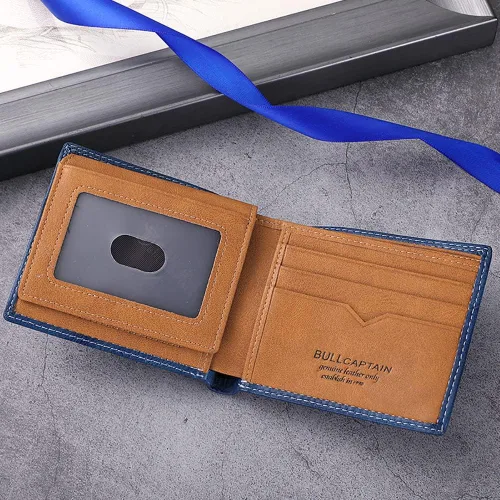 Miniatura 4 de LUKZIJAES Billetera de cuero genuino para hombre, con bloqueo RFID, delgada, plegable, bolsillo frontal, #3-Café, Vintage