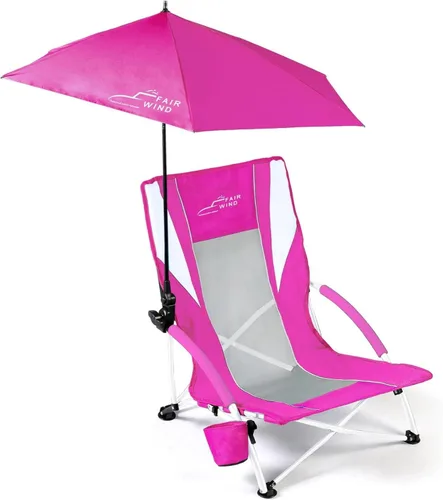 Miniatura 10 de FAIR WIND Sillas de playa con paraguas de 360° para adultos, silla de arena antideslizante resistente de 300 libras, asiento de mochila portátil