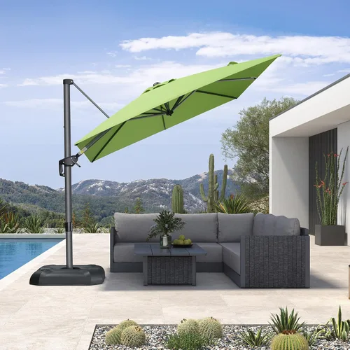 PURPLE LEAF Sombrilla de patio de 8 pies para exteriores, sombrilla voladiza cuadrada de aluminio con rotación de 360 grados para jardín, terraza,