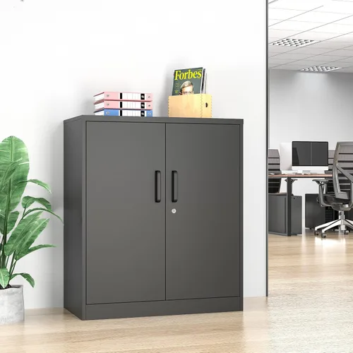 Miniatura 2 de Armario de garaje de metal de 36 pulgadas de alto, gabinetes de almacenamiento de 2 puertas, caninete de herramientas de acero utilitario, caninetes
