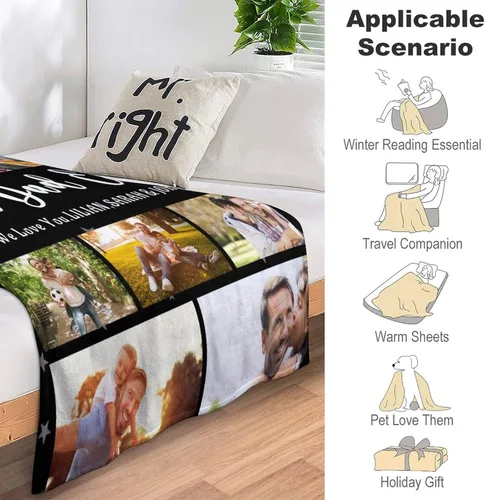 Miniatura 4 de Manta personalizada con imagen hecha en Estados Unidos, mantas personalizadas con fotos, nombres, manta suave personalizada con imagen personalizada