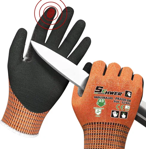 Miniatura 30 de Guantes de trabajo resistentes a los cortes de nivel más alto ProGuard PR3326 de Schwer para protección extrema, guantes ANSI A9 con pulgar