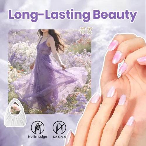 Miniatura 2 de Beetles - Esmalte de uñas morado – Violeta nublado de 0.51 onzas líquidas, esmalte de uñas morado pastel con purpurina de secado rápido para uñas