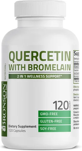 Miniatura 5 de Bronson Quercetina con bromelina 2 en 1 apoyo para el bienestar, sin OMG, 120 cápsulas
