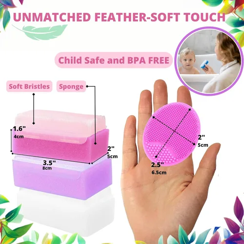 Miniatura 5 de Cepillo para cuna para bebés, tratamiento de la tapa de la cuna, esponja de bebé para baño, juego de cepillo y peine para bebé recién nacido, peine