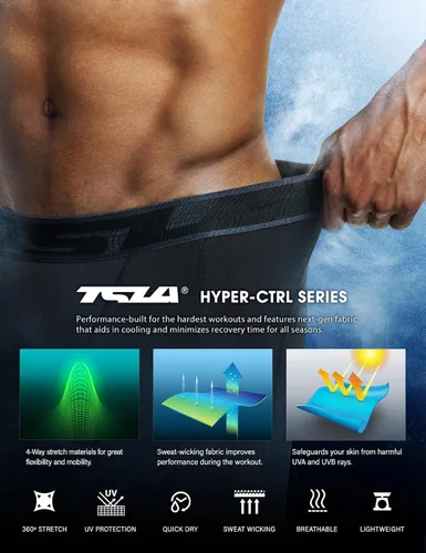 Miniatura 7 de TSLA Men's Athletic Compression Shorts, Active Cool Dry Sports Performance Running Tights with Pocket