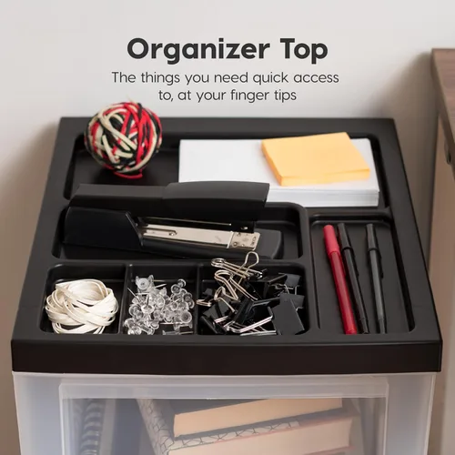 Miniatura 7 de IRIS USA Organizador de almacenamiento con cajones de plástico, carrito rodante, con ruedas giratorias, 3 cajones, para aula, suministros de arte