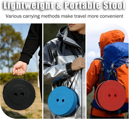 Miniatura 5 de Taburete plegable portátil, taburetes plegables retráctiles ajustables, asiento plegable mejorado para pesca al aire libre, senderismo, jardinería