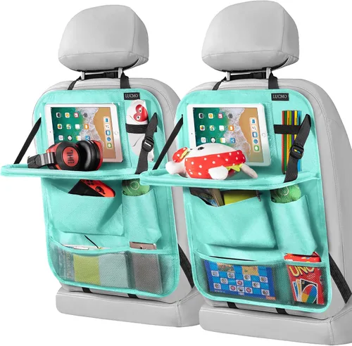 Miniatura 17 de LUCMO Organizador de asiento trasero de coche con soporte para tableta - 2 piezas, organizador de almacenamiento de coche con 6 bolsillos