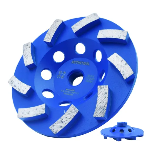 4.5 pulgadas x 5/8-11 pulgadas Eje roscado de 9 segmentos Rectificado de diamante Turbo para piedra, hormigón y mampostería (5/8"-11 roscado)