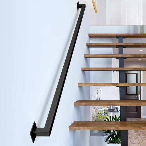 Miniatura 8 de Barandilla de hierro blanco de 2 pies, pasamanos de escalera de seguridad robustos de montaje en pared, capacidad de carga de 500 libras, barandilla