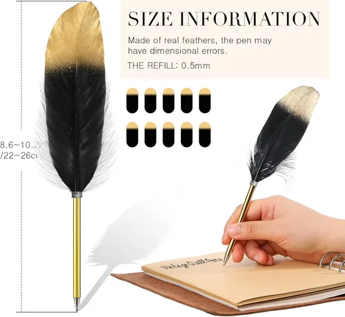 Miniatura 2 de Chivao Bolígrafo de pluma de 0.020 in, tinta negra, pluma de pluma chapada en pluma para invitados, recuerdos de oficina, fiestas (10 piezas)