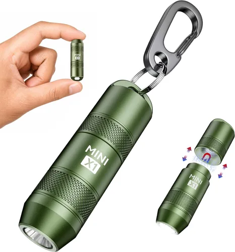 EDC - Mini linternas LED de alto lúmenes, llavero de bolsillo, linterna de activación magnética, linterna pequeña recargable, batería de larga