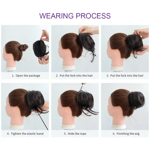 Miniatura 7 de 2 extensiones de moño de cabello, accesorio de peluca, extensiones de cabello rizado y ondulado, extensiones de cabello recogido, extensión de moño