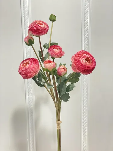 Tallos de ranúnculo artificial en variedad de colores, decoración floral sintética de tacto real para el hogar (rosa oscuro)