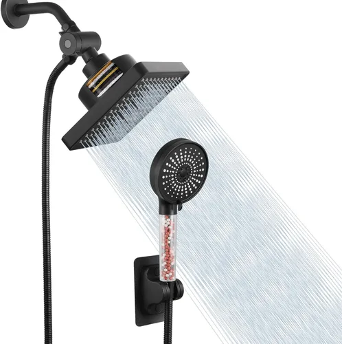Cabezal de ducha filtrado con combo de mano, cabezal de ducha de lluvia de alta presión con filtro para eliminar cloro y sustancias nocivas, con