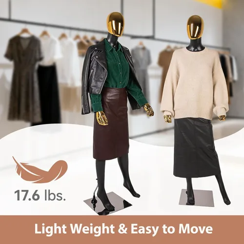 Miniatura 7 de Kinfant Maniquí femenino de cuerpo completo, elegante maniquí femenino alto con base de metal estable, pantalla de forma de vestido de manne quin
