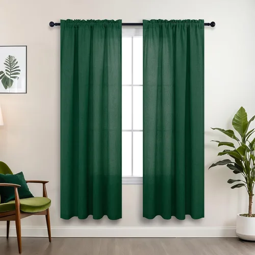 Miniatura 106 de KOUFALL Juego de 2 cortinas de puerta francesa, cortinas de lino para puerta/ventana, cortina transparente boho para cristal lateral delantero