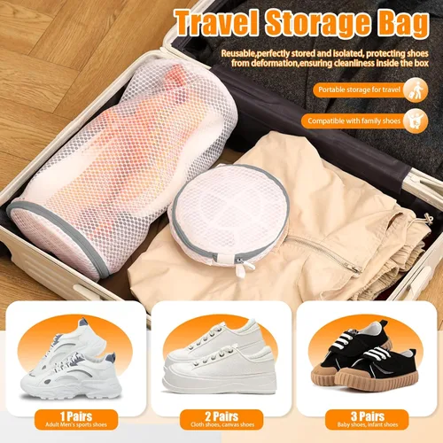 Miniatura 7 de Kimmama Bolsa para lavadora de zapatos, bolsa de malla para ropa sucia para tenis, calzado, entrenadores, zapatillas, material de red de nido