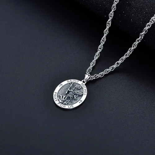 Miniatura 73 de CEKAMA - Collar de plata de ley 925 con dije de amuleto para hombres y mujeres, con cadena de 0.098 in, 22 pulgadas + 2 pulgadas