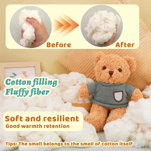 Miniatura 4 de Algodón de 4.4 libras para relleno de almohada, relleno de algodón natural suave, relleno de fibra cálida de algodón para animales de peluche