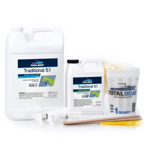 Miniatura 8 de TotalBoat Kit de Resina Epoxi Marina 5:1 para Unión, Fileteado, Recubrimiento y Laminado - Uso para Fibra de Vidrio, Madera, Fibra de Carbono