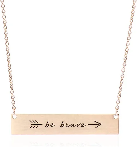 RIAH FASHION Collar de barra con dije de mensaje positivo inspirador Placa de letras grabada delicada cadena Be Brave, Follow Your Heart, Love,
