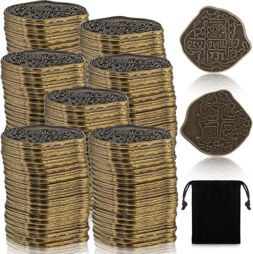 Hanaive 100 Piezas Monedas de Pirata de Metal Cofre del Tesoro Doblón Español Monedas Falsas Fichas para Niños Juegos de Mesa Fiesta Pirata Cosplay