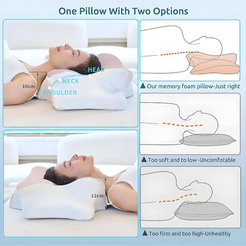 Miniatura 4 de Almohada cervical cervical para dormir, almohadas de espuma viscoelástica, almohadas ergonómicas para aliviar el dolor de cuello, almohada