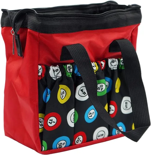 Miniatura 4 de Yuanhe Bolsas de Bingo Dauber con 6 bolsillos, bolsa de bingo roja Rojo