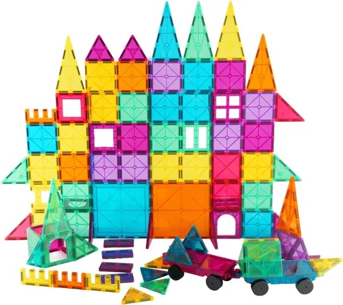 Juego de azulejos magnéticos para automóvil, camión de juguete con imanes más fuertes, autos educativos con enganche reforzado y cama larga para