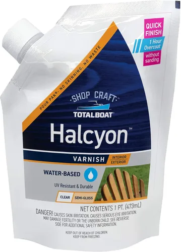 Miniatura 9 de TotalBoat Halcyon - Barniz marino a base de agua Acabado de poliuretano para madera de secado rápido para barcos, muebles de exterior