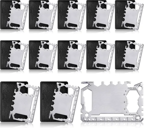 Miniatura 13 de Cholemy 12 carteras para tarjetas de crédito, multiherramienta 46 en 1, herramienta de bolsillo de supervivencia de acero inoxidable, multiusos