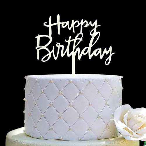 Miniatura 9 de Decoración de pastel de feliz cumpleaños para decoraciones de fiesta de cumpleaños, acrílico negro