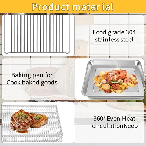 Miniatura 4 de Repuesto para freidora de aire para Cuisinart TOA-95 Breville BOV900BSS Black & Decker horno tostador de 8 rebanadas, 14.5 x 11.6 pulgadas, bandeja