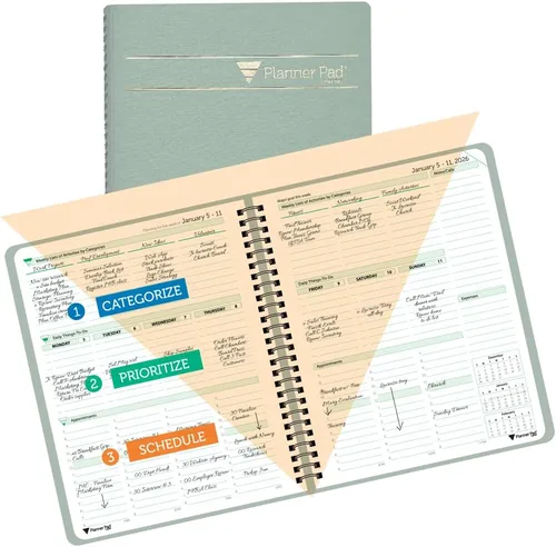 Miniatura 8 de Planner Pad Encuadernado en Espiral Octubre 2024 – Septiembre 2025 6 3/4" x 8 1/2" Organizador Mediano de 3 Niveles Funnel Down de 12 Meses
