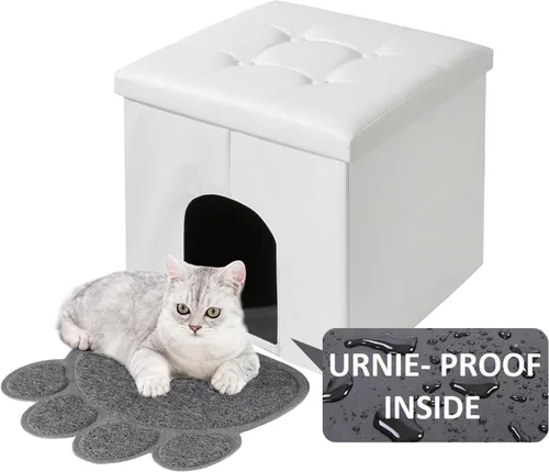 Miniatura 9 de MEEXPAWS Mueble Gabinete Oculto para Caja de Arena de Gatos, Banco de Baño para Gatos Gabinete de Almacenamiento Pequeño 19.7'' x 19.7'' x 19.7'' A