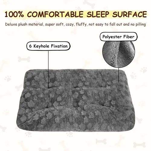 Miniatura 2 de Cama para perros para jaula con juguete de hueso, cama esponjosa para mascotas, almohadilla ultrasuave con parte inferior antideslizante, lavable a